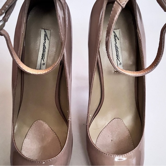 Brian Atwood Tan Patent Leather Ankle Strap Platform High Heels Size 37 US 7 - Picture 7 of 10
